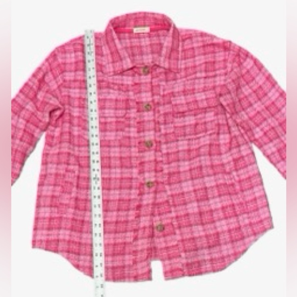 And the Why Pink Long Sleeve Tweed Button Up Shirt / Size: Large / Item# 1-26394 - Picture 5 of 7